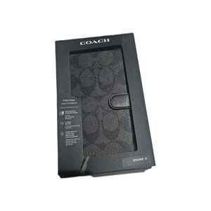Coach Iphone 15 Folio Case Monogram  Card Slots Recycled Material Magnetic Close